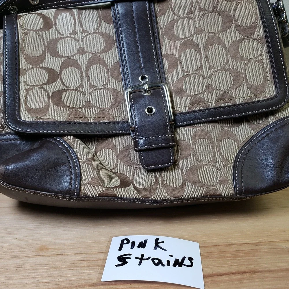 Y2K Coach Soho Bag 4PC Set Brown Signature C Logo Print Buckle‎ Shoulder Purse